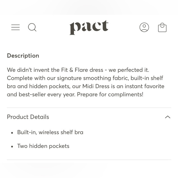 PACT NWOT Organic Fit and Flare Midi Dress in Midnight Garden - Picture 12 of 12